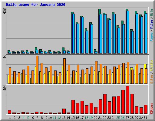 Daily usage for January 2020