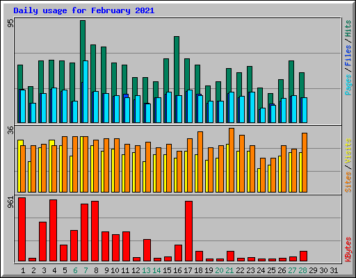 Daily usage for February 2021