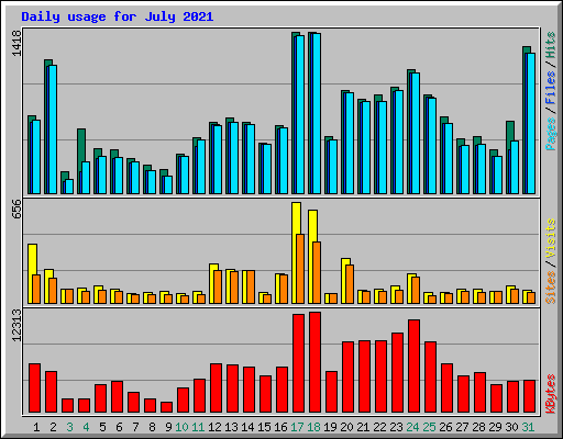 Daily usage for July 2021