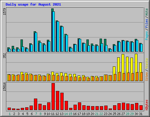 Daily usage for August 2021