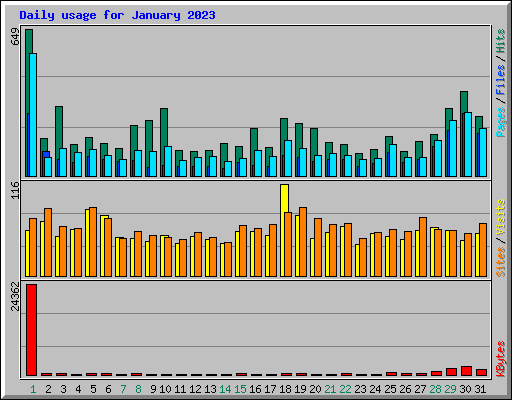 Daily usage for January 2023
