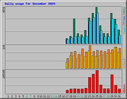 Daily usage for December 2025