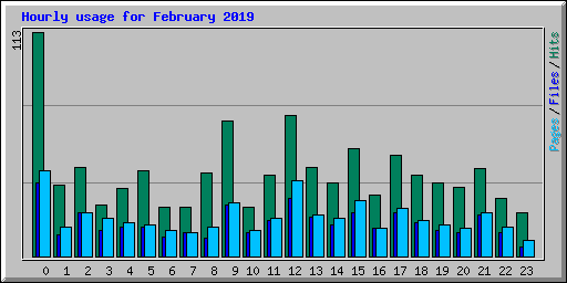 Hourly usage for February 2019